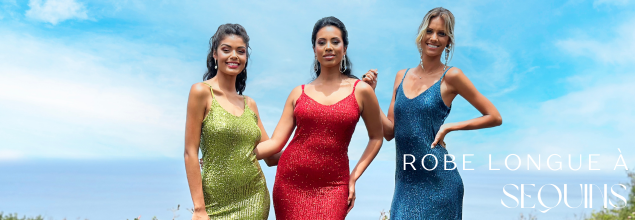 Robe Longue À Sequins Femme
